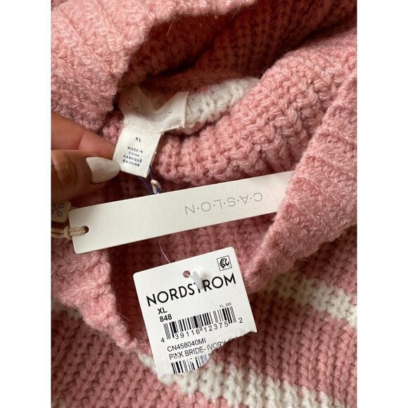 CASLON Bnwt Pink Striped Turtleneck Sweater Women New Wool Blend - Picture 6 of 7